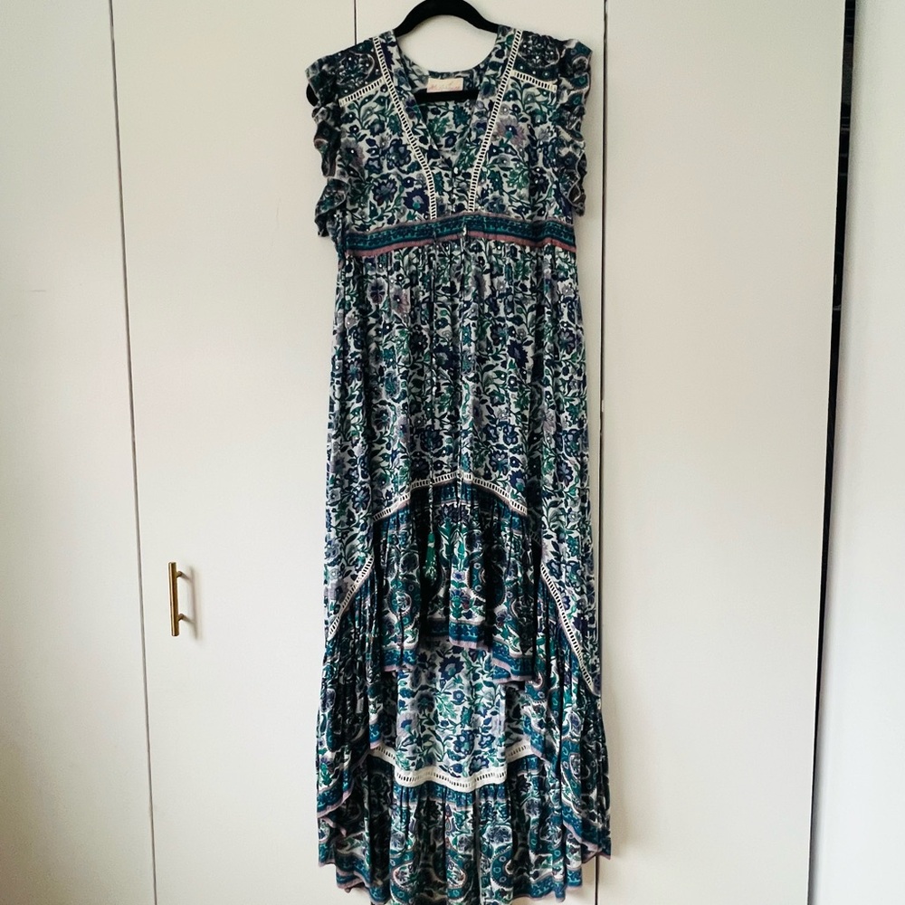 Miss June Paris Floral Sequin High-Low Maxi Dress Boho Resort Party Wedding
